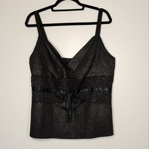 Torrid Black Sparkle Lace Strappy Top with lace detail size 1